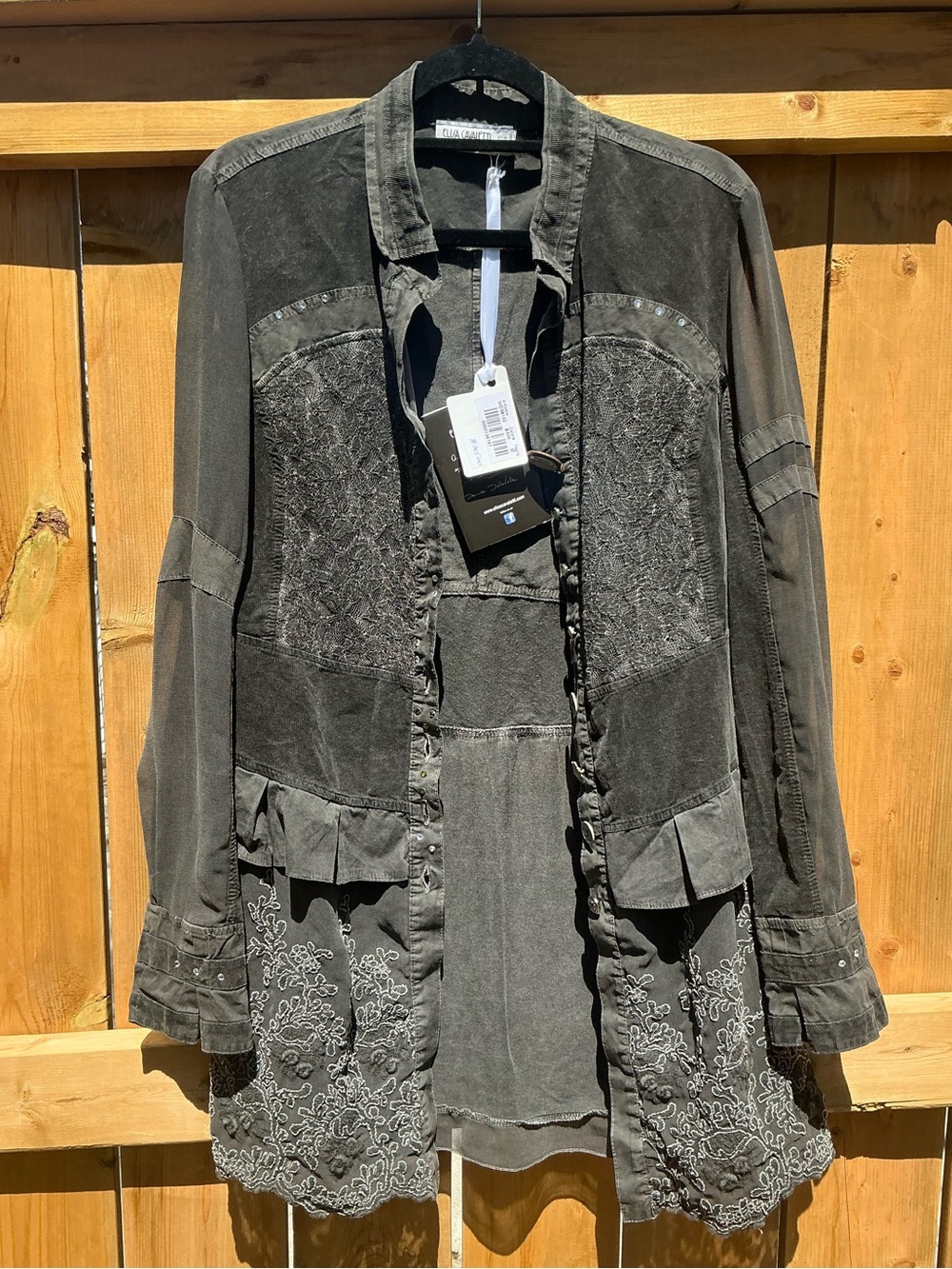 Elisa Cavaletti NWT Charcoal Mixed Media Jacket / Tunic - Size M